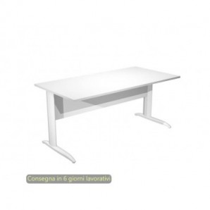 Scrivania Presto con fianchi in metallo bianco opaco a L 160x80xH.72 cm