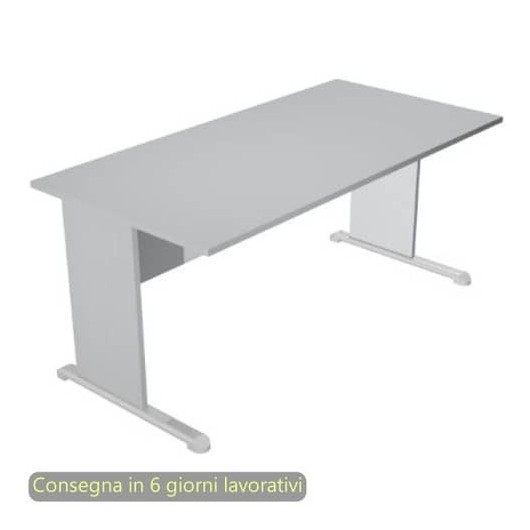 Scrivania Presto fianchi in melaminico grigio e piede in metallo 140x80xH.72 cm