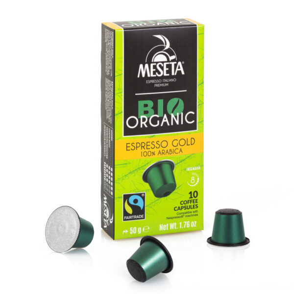 Capsule caffe’ Meseta comp.nespresso 100% arabica bio organic gold