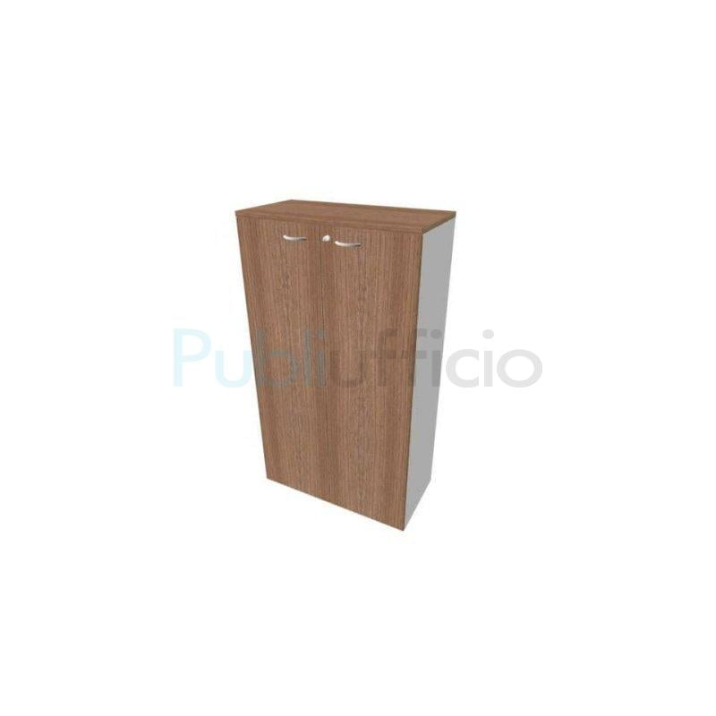 Armadio medio con ante noce canaletto scocca trama antracite 90x45xH.160 cm