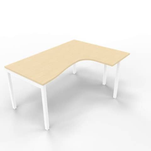 Scrivania penisola destra piano rovere 160x120xH.75 cm gamba a ponte in acciaio bianco linea Practika P3 - ECSPT16D-RK-I