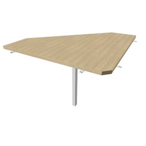 Raccordo 90° piano rovere 84x84xH.75 cm gamba in acciaio argento per scrivanie Practika P4 Quadrifoglio ECRA9004-RK-A