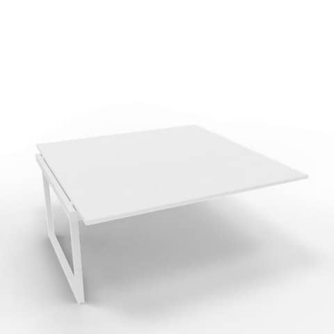 Postazione aggiuntiva bench piano bianco 160x160xH.75 cm gamba ad anello in acciaio bianco Practika P2 ECBIA16-BA-I