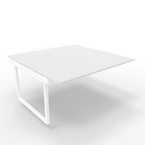 Postazione aggiuntiva bench piano grigio 160x160xH.75 cm gamba ad anello in acciaio bianco Practika P2 ECBIA16-GR-I