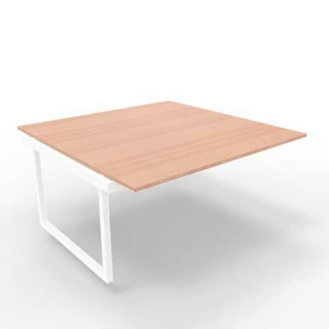 Postazione aggiuntiva bench piano noce 160x160xH.75 cm gamba ad anello in acciaio bianco Practika P2 ECBIA16-NO-I