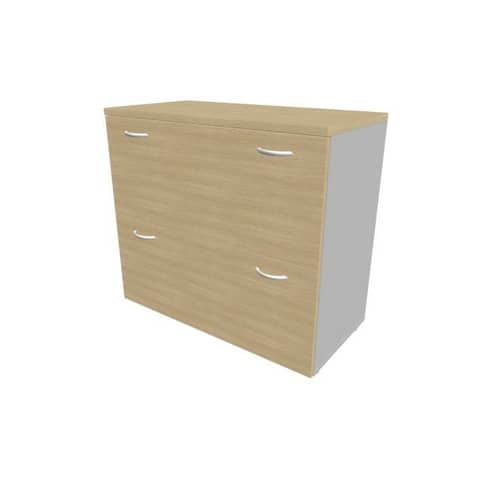 Armadio basso rovere con scocca argento 90x45xH.81,5 cm con due classificatori estraibili Practika - ECEB90C-RK-AA-RK