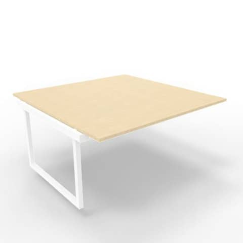 Postazione aggiuntiva bench piano rovere 160x160xH.75 cm gamba ad anello in acciaio bianco Practika P2 ECBIA16-RK-I