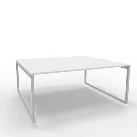 Bench piano grigio 180x160xH.75 cm gamba ad anello in acciaio argento linea Practika P2 Quadrifoglio - ECBEA18-GR-A