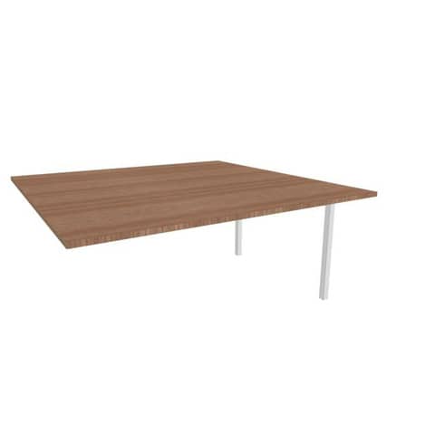 Postazione aggiuntiva bench piano noce 160x160xH.75 cm gamba a ponte in acciaio argento Practika P3 - ECBIC16-NO-A