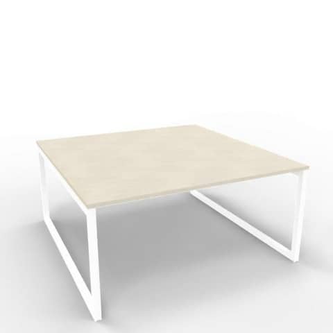 Bench piano cemento 160x160xH.75 cm gamba ad anello in acciaio bianco linea Practika P2 Quadrifoglio - ECBEA16-CL-I