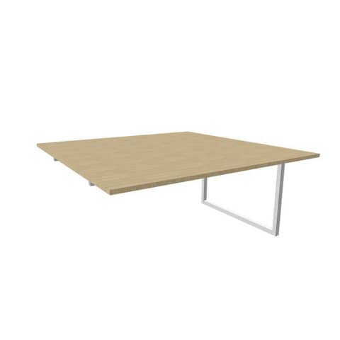 Postazione aggiuntiva bench piano rovere 160x160xH.75 cm gamba ad anello in acciaio argento Practika P2 ECBIA16-RK-A