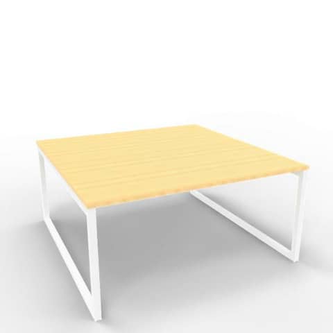 Bench piano faggio 160x160xH.75 cm gamba ad anello in acciaio bianco linea Practika P2 Quadrifoglio - ECBEA16-FA-I