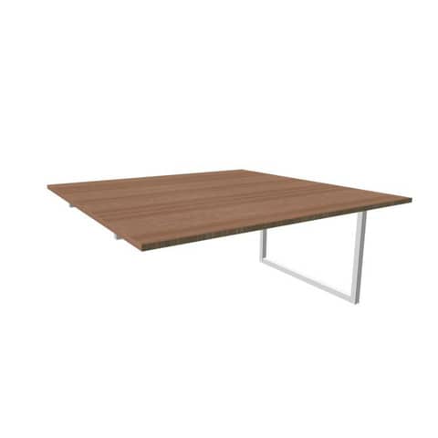 Postazione aggiuntiva bench piano noce 160x160xH.75 cm gamba ad anello in acciaio argento Practika P2 ECBIA16-NO-A