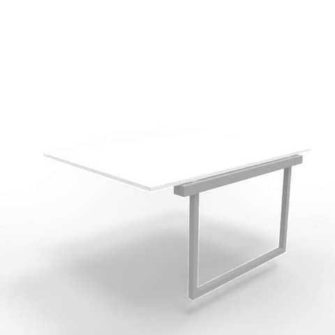 Postazione aggiuntiva bench piano bianco 120x160xH.75 cm gamba ad anello in acciaio argento Practika P2 ECBIA12-BA-A