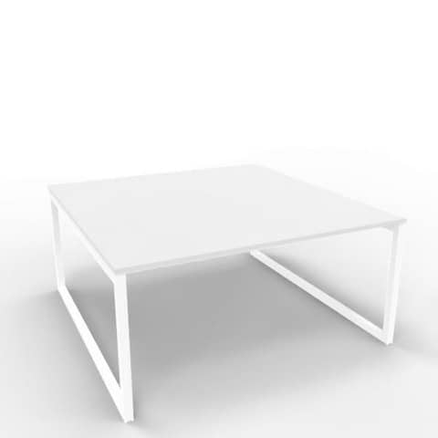 Bench piano grigio 160x160xH.75 cm gamba ad anello in acciaio bianco linea Practika P2 Quadrifoglio - ECBEA16-GR-I