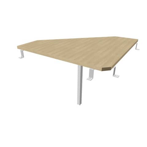 Raccordo 90° piano rovere 84x84xH.75 cm gamba in acciaio argento per scrivanie Practika P3 Quadrifoglio ECRA9003-RK-A