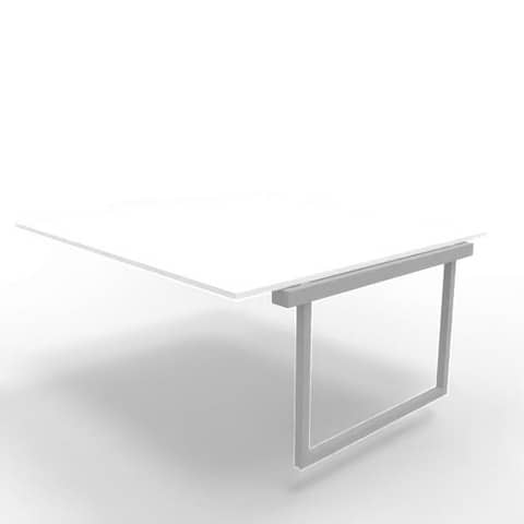 Postazione aggiuntiva bench piano bianco 180x160xH.75 cm gamba ad anello in acciaio argento Practika P2 ECBIA18-BA-A