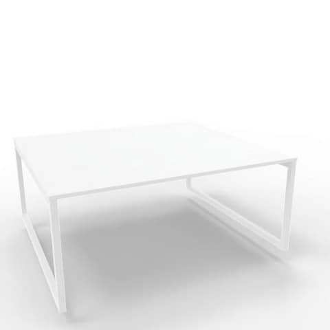 Bench piano bianco 180x160xH.75 cm gamba ad anello in acciaio bianco linea Practika P2 Quadrifoglio - ECBEA18-BA-I