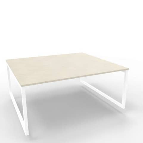 Bench piano cemento 180x160xH.75 cm gamba ad anello in acciaio bianco linea Practika P2 Quadrifoglio - ECBEA18-CL-I