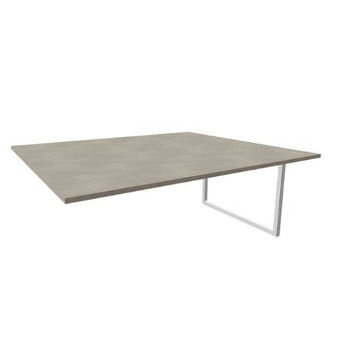 Postazione aggiuntiva bench piano rovere 180x160xH.75 cm gamba ad anello in acciaio argento Practika P2 ECBIA18-RK-A