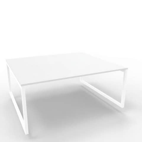 Bench piano grigio 180x160xH.75 cm gamba ad anello in acciaio bianco linea Practika P2 Quadrifoglio - ECBEA18-GR-I