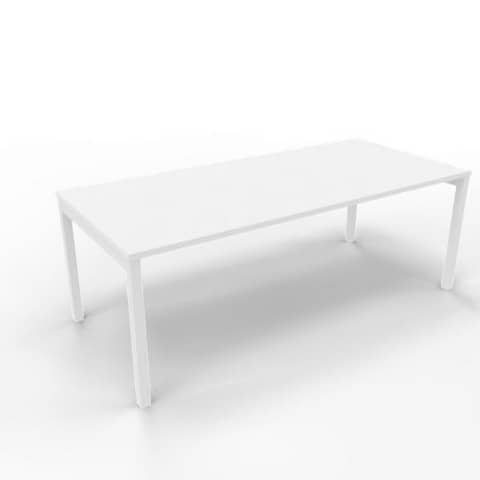 Scrivania piano bianco 180x80xH.75 cm gamba a ponte in acciaio bianco linea Practika P3 Quadrifoglio - ECSPT180-BA-I