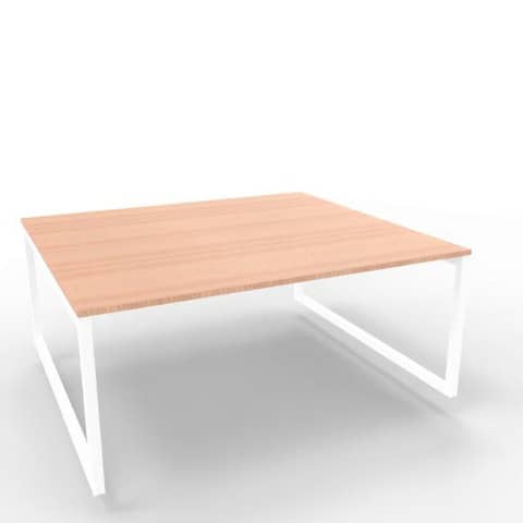 Bench piano noce canaletto 180x160xH.75 cm gamba ad anello in acciaio bianco linea Practika P2 - ECBEA18-NO-I