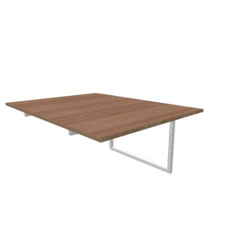 Postazione aggiuntiva bench piano noce 120x160xH.75 cm gamba ad anello in acciaio argento Practika P2 ECBIA12-NO-A