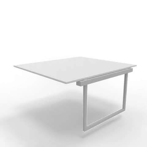 Postazione aggiuntiva bench piano grigio 140x160xH.75 cm gamba ad anello in acciaio argento Practika P2 ECBIA14-GR-A