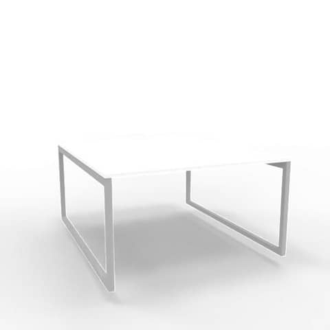 Bench piano bianco 140x160xH.75 cm gamba ad anello in acciaio argento linea Practika P2 Quadrifoglio - ECBEA14-BA-A