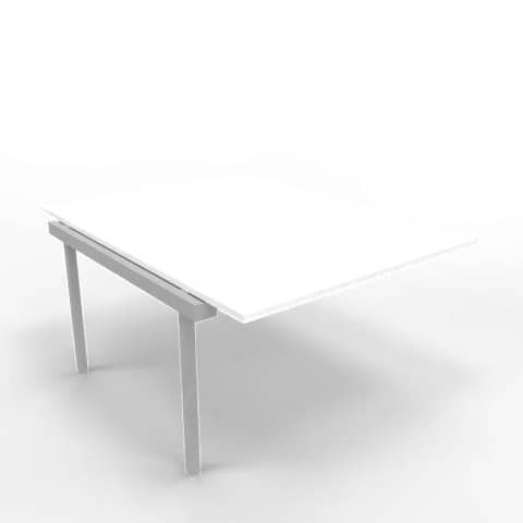 Postazione aggiuntiva bench piano bianco 120x160xH.75 cm gamba a ponte in acciaio argento Practika P3 - ECBIC12-BA-A