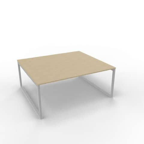 Bench piano rovere 180x160xH.75 cm gamba ad anello in acciaio argento linea Practika P2 Quadrifoglio -  ECBEA18-RK-A