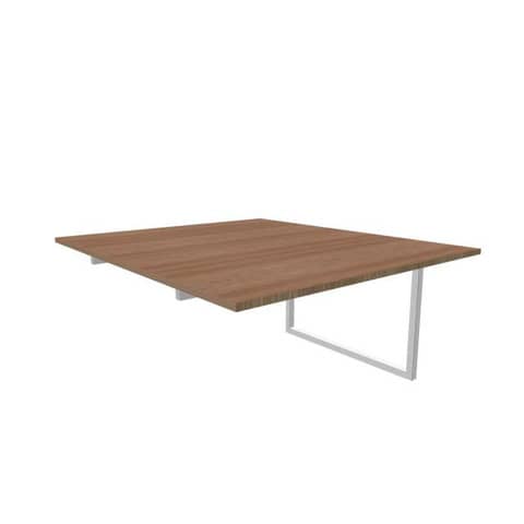 Postazione aggiuntiva bench piano noce 140x160xH.75 cm gamba ad anello in acciaio argento Practika P2 ECBIA14-NO-A