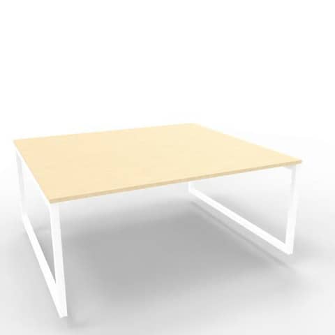 Bench piano rovere 180x160xH.75 cm gamba ad anello in acciaio bianco linea Practika P2 Quadrifoglio - ECBEA18-RK-I