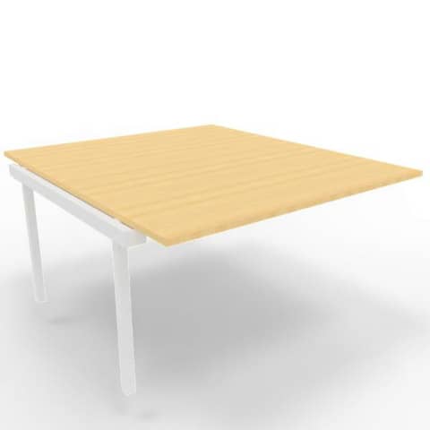 Postazione aggiuntiva bench piano faggio 140x160xH.75 cm gamba a ponte in acciaio bianco Practika P3 - ECBIC14-FA-I