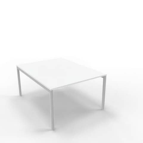 Bench piano bianco 120x160xH.75 cm gamba a ponte in acciaio argento linea Practika P3 Quadrifoglio - ECBEC12-BA-A