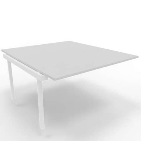 Postazione aggiuntiva bench piano grigio 140x160xH.75 cm gamba a ponte in acciaio bianco Practika P3 - ECBIC14-GR-I