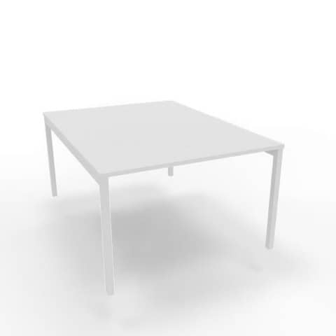 Bench piano bianco 120x160xH.75 cm gamba a ponte in acciaio bianco linea Practika P3 Quadrifoglio - ECBEC12-BA-I