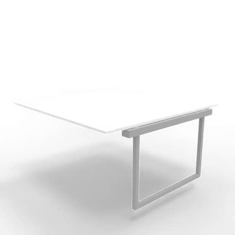 Postazione aggiuntiva bench piano bianco 160x160xH.75 cm gamba ad anello in acciaio argento Practika P2 ECBIA16-BA-A