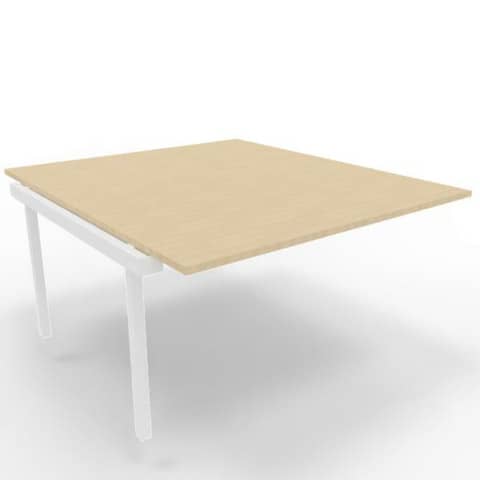 Postazione aggiuntiva bench piano rovere 140x160xH.75 cm gamba a ponte in acciaio bianco Practika P3 - ECBIC14-RK-I