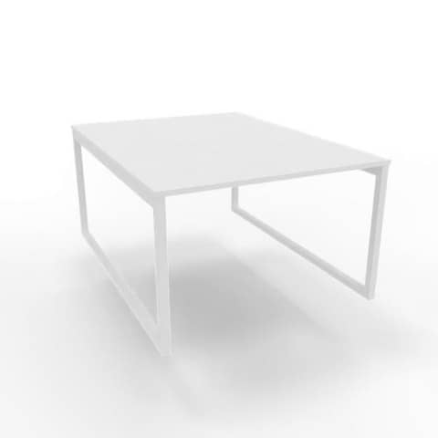 Bench piano bianco 120x160xH.75 cm gamba ad anello in acciaio bianco linea Practika P2 Quadrifoglio - ECBEA12-BA-I