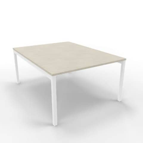 Bench piano cemento 120x160xH.75 cm gamba a ponte in acciaio bianco linea Practika P3 Quadrifoglio - ECBEC12-CL-I