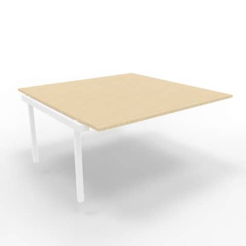 Postazione aggiuntiva bench piano rovere 160x160xH.75 cm gamba a ponte in acciaio bianco Practika P3 - ECBIC16-RK-I