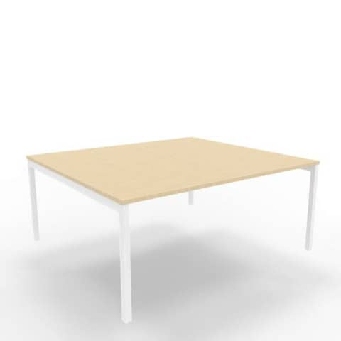 Bench piano rovere 180x160xH.75 cm gamba a ponte in acciaio bianco linea Practika P3 Quadrifoglio - ECBEC18-RK-I