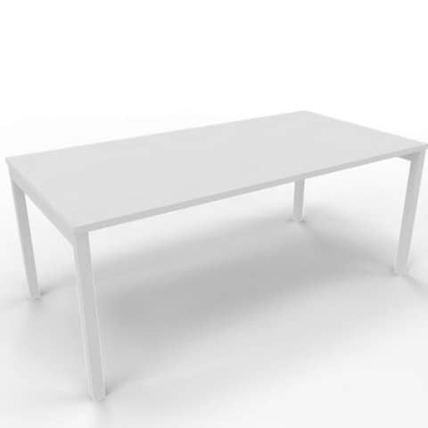 Scrivania piano bianco 160x80xH.75 cm gamba a ponte in acciaio bianco linea Practika P3 Quadrifoglio - ECSPT160-BA-I