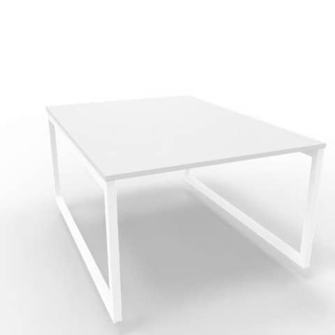 Bench piano grigio 120x160xH.75 cm gamba ad anello in acciaio bianco linea Practika P2 Quadrifoglio - ECBEA12-GR-I