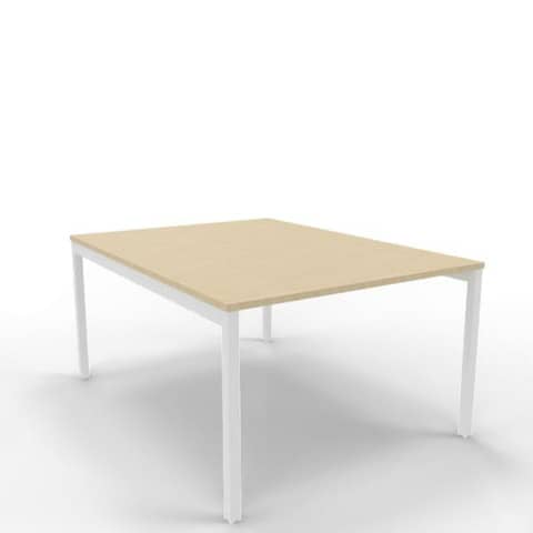 Bench piano rovere 120x160xH.75 cm gamba a ponte in acciaio bianco linea Practika P3 Quadrifoglio - ECBEC12-RK-I