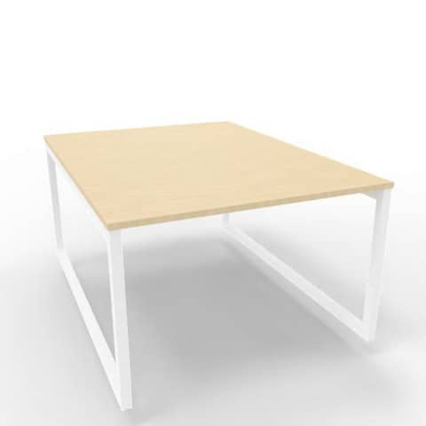 Bench piano rovere 120x160xH.75 cm gamba ad anello in acciaio bianco linea Practika P2 Quadrifoglio - ECBEA12-RK-I