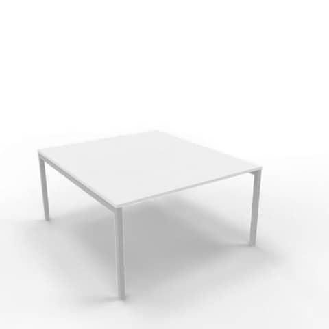 Bench piano bianco 140x160xH.75 cm gamba a ponte in acciaio argento linea Practika P3 Quadrifoglio - ECBEC14-BA-A