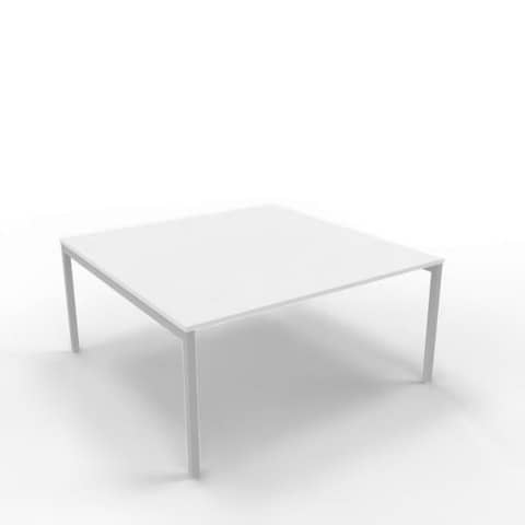 Bench piano bianco 160x160xH.75 cm gamba a ponte in acciaio argento linea Practika P3 Quadrifoglio - ECBEC16-BA-A